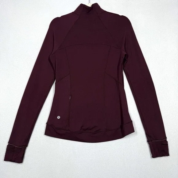 Lululemon Top Womens 6‎ Outrun the Elements 1/2 Zip Rulu Fabric Burgundy Running - Picture 4 of 10